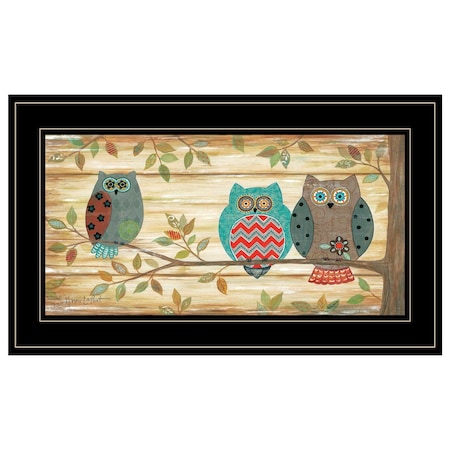 Homeroots Three Wise Owls 4 Black Framed Print Wall Art 406282
