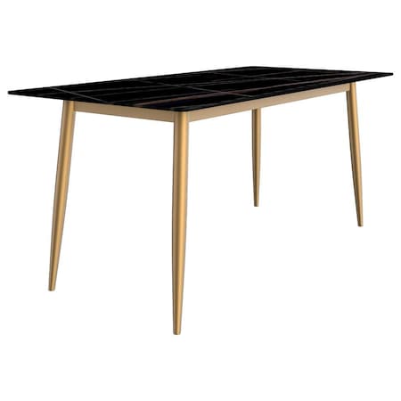 Leisuremod Rectangular 70.86 in W, 29.5 in L, Sintered Stone/Steel, Black/Gold ZTBG-71BLG-S