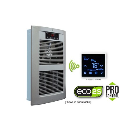 King Electric LPW ECO2S LG WALL HEATER, 208V 4500W, WITH ECO PRO 7-DAY PROGRAMMABLE CONTROLLER, SATIN NICKEL LPW2045-ECO2S-PRO-SN
