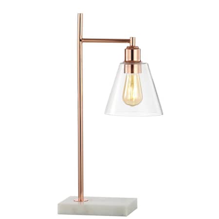 Jonathan Y Lorena 22.25" Modern Glam Metal/Marble LED Table Lamp, Copper JYL1100A