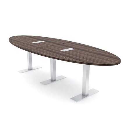 Skutchi Designs 12ft Conference Table With Power Unit | 10 Person Modular Oval Meeting Table | Harmony Series HAR-OVL-48X144-T-H3041-ESIL