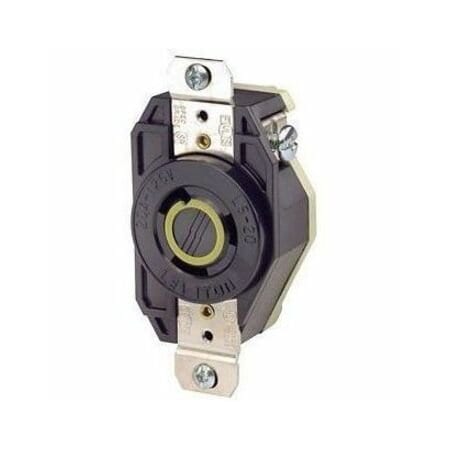 Leviton Flanged Locking Receptacle, L5-20R, 20 A, 125V AC, Single Phase, 2 Pole, Flush Mount, Black 2310