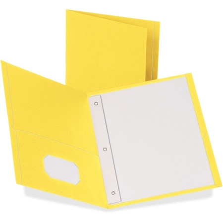 Tops Business Forms Oxford, Twin-Pocket Folders With 3 Fasteners, Letter, 1/2in Capacity, Yellow, 25PK 57709