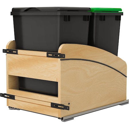 Revashelf Waste Pullout 35QT Double 15in W Soft-close Wood/Black Craftsman 4WCCC-1835DM-218MB