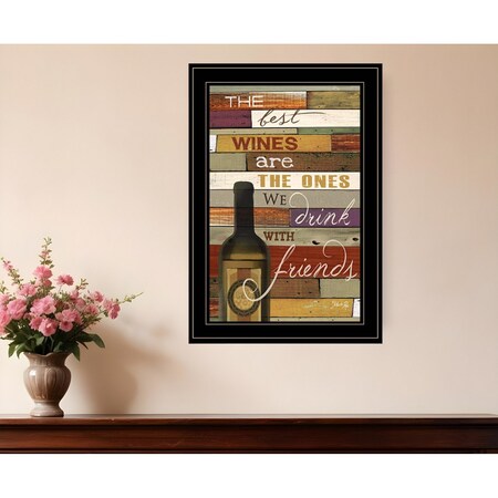 Homeroots Wine With Friends Black Framed Print Wall Art 406540