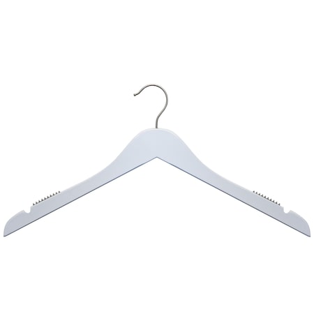 Nahanco 17in Low Gloss White Wooden Shirt Hanger, 100PK 20117