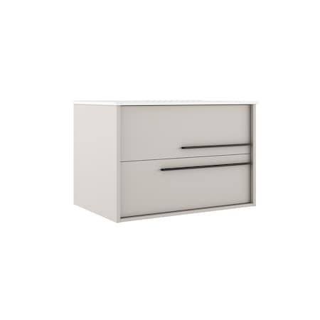 Homeroots 40" Tan Wood Floating Bathroom Vanity With White Sink And Two Drawers 624106