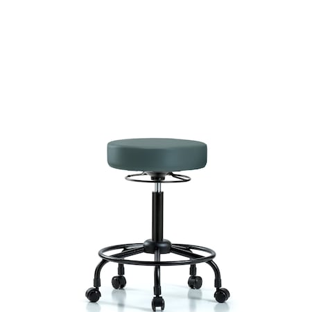 Blue Ridge Ergonomics Bench Stool, Med, Vinyl, RT, Casters, Blu BR-VMBSO-RT-RC-8546