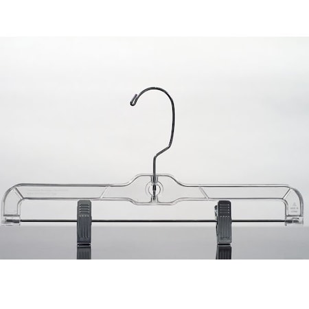 Specialty Store Services 14 In Heavyweight Skirt and Pant Hanger With Clips, Clear, 100PK 8126