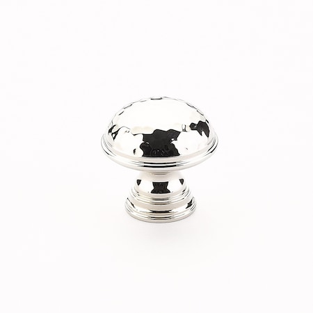 Schaub 1-1/4in Atherton Hammered Plain Edge Cabinet Knob Polished Nickel Finish 570-PN