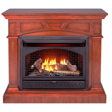 Procom Heating Dual Fuel Vent Free Gas Fireplace System, 26,000 BTU, T-Stat Control, Heritage Cherry Finish FBNSD28T-MHC