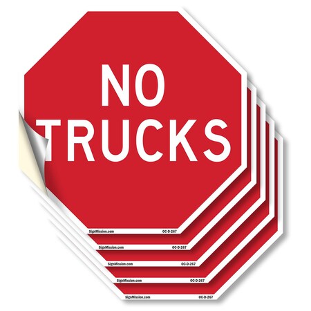 Signmission No Trucks, 6 inch X 6 inch, Vinyl Decal, 5PK OC-D-5PACK-6-267