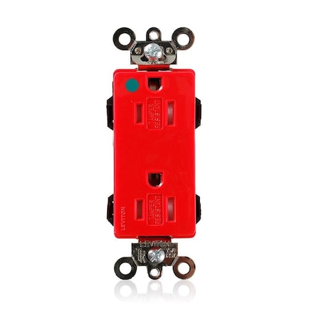 Leviton Straight Blade Receptacle, 5-15R, 15 A, 125V AC, 2 Pole, 3 Wire, Surface Mount, Self-Grounded MT162-HGR