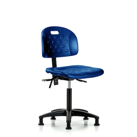 Blue Ridge Ergonomics Poly Chair, Med Bench, Glides, Blue BR-HPMBCH-RG-T0-A0-NF-RG-BLU
