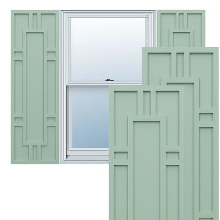 Ekena Millwork True Fit PVC Hastings Fixed Mount Shutters, Seaglass, 18W x 26H, PR TFP001HS18X026SG