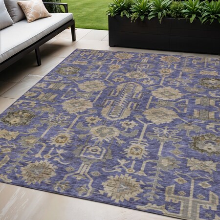 Homeroots 5' X 8' Purple Beige And Taupe Oriental Washable Indoor Outdoor Area Rug 582123