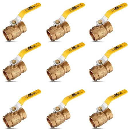 Revalved 1" Brass Ball Valve 600 WOG Female Threaded NPT Full Port, Lead-Free, PK9 REV100TH-9PK