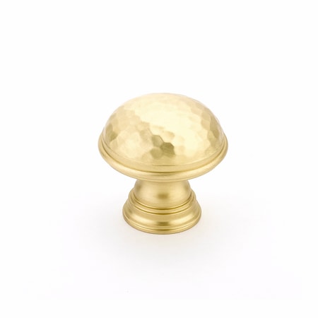 Schaub 1-1/4in Atherton Hammered Plain Edge Cabinet Knob Satin Brass Finish 570-SB