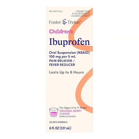 Foster & Thrive Children's Ibuprofen 100 mg per 5mL Oral Suspension NSAID Original Berry 70677111502