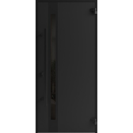 Vdomdoors Front Exterior Prehung Steel Door Ronex1033 Teak Entry Metal Modern Painted W36xH80 Left hand RONEX1033EXD-OAK-W36 x H80-LH-I