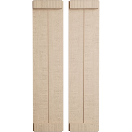 Ekena Millwork Rustic Two Board Joined Board-n-Batten Rough Cedar Faux Wood Shutters w/End Batten, 11W x 50H, PR SHUBJE11X50RCPR