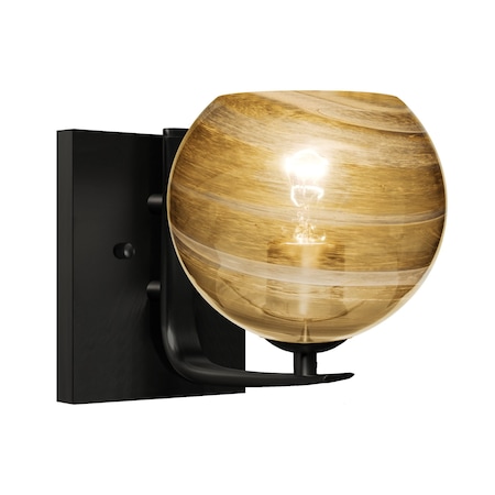 Besa Lighting Besa, Jilly Vanity, Vapor Amber, Black Finish, 1x60W E26 base 1WC-JILLYAM-BK