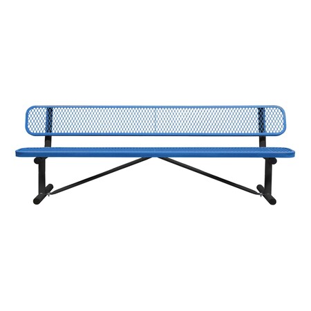 Leisure Craft Portable, Bench with Back, 8ft., Blue B8WBP-BLUE