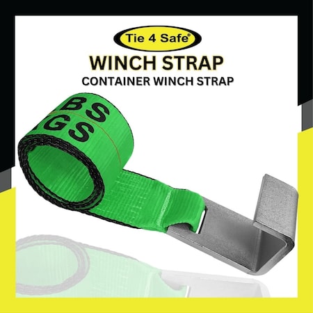 Tie 4 Safe 4'' x 5' Roll Off Truck Container Strap WLL: 5,400 lbs. Green, 2PK TWS41-5M13-GR-C-2