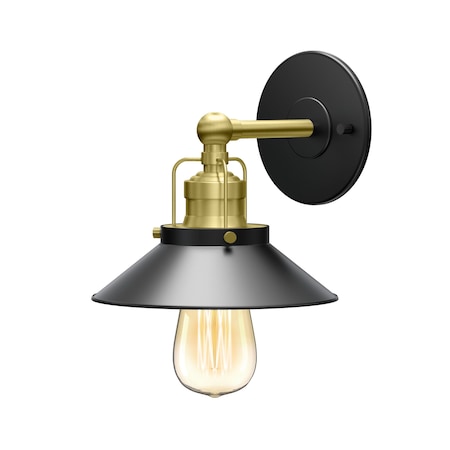 Gatco Modern Farmhouse Metal Single Sconce, Matte Black/Brushed Brass 1714