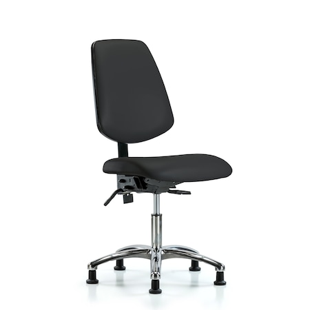 Blue Ridge Ergonomics Desk Chair Desk Chair, Vinyl, Med, Bk, Chrm, Glides, Blk, No Arms, 18" to 23" Height, Vinyl, Black BR-VDHCH-MB-CR-T0-A0-RG-8540