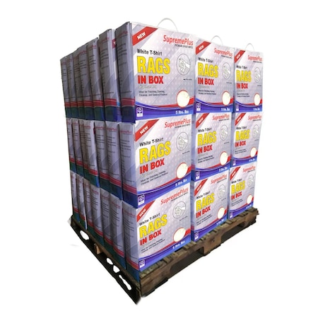 Supremeplus New White Knit T-Shirt Cleaning Rags, 800 lbs. Pallet, 160 x 5 lbs. Compressed Box, 160PK SP-7813