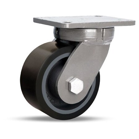 Hamilton Super Endurance Kingpinless Swivel Caster, 6" x 3" Duralast XC Polyurethane (70D) on Cast Iron Wheel S-SEC-63DT70