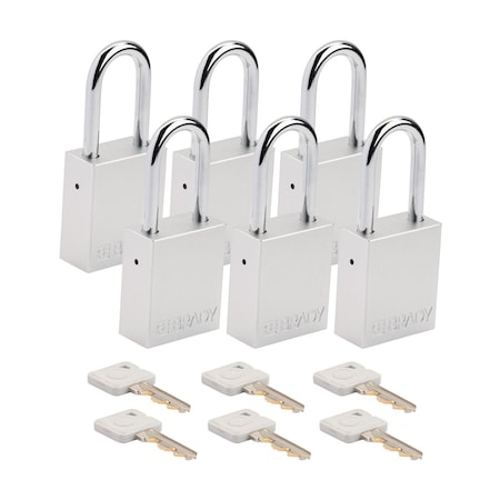 Brady Velocity Lockout Padlocks Aluminum 1.5in Shackle Clearance KA White 6PK SDAL-WHT-38ST-KA6