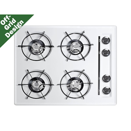 Summit 24in Wide 4-Burner Propane Gas Cooktop, Battery Start WLL03P