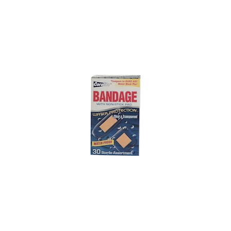 Great Lakes Wholesale Bandage Assortment, Clear, Waterproof, 30-Ct. 90118A