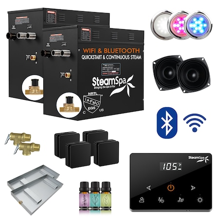 Steamspa 24KW Steam Bath Generator, Fully Wireless Remote, BLUETOOTH, WIFI, Auto Drain, Matte Black BKWS2400MK-A