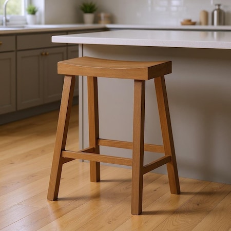 Homeroots 27" Natural Solid Wood Backless Counter Height Bar Chair 632462