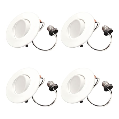 Bulbrite 9w 60w Equivelant 4 in. Downlight w/Gimball LED Light Bulb Medium Base (E26) White Round 2700K, 4PK 861496