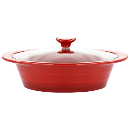 Crock Pot Crockpot Appleton 2 Quart Oval Stoneware Casserole Dish in Red with Glass Lid 135281.02