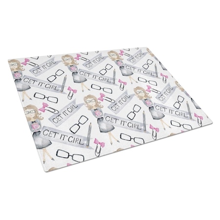 Carolines Treasures Watercolor Girl Boss Get it Girl Glass Cutting Board, Large BB7542LCB