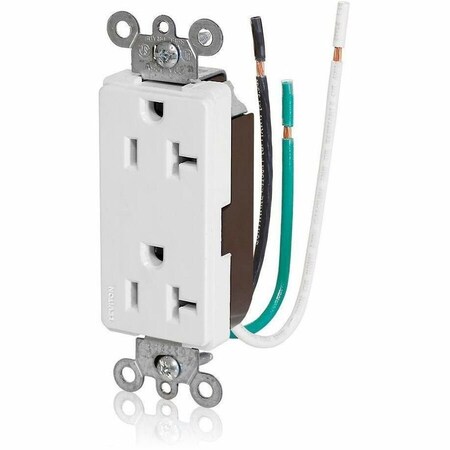 Leviton Rcptcl, 20A, 125VAC, Wht, Thrmplstc, PK1 16352-LW