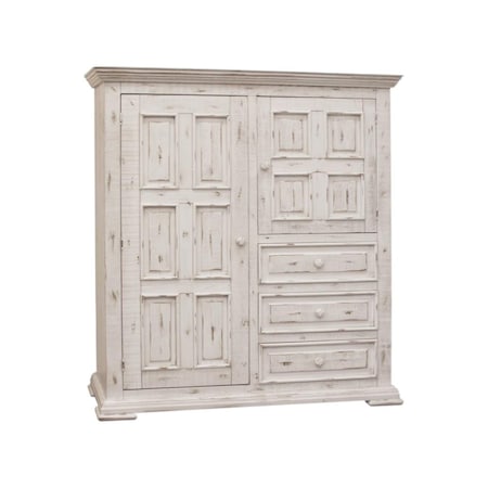 Homeroots 55" White Solid Wood Three Drawer Gentlemans Chest 524565