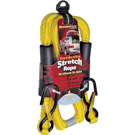 Secureline Stretch Rope, 8 mm Dia, 4 ft L, Polypropylene, Yellow, 400 lb Working Load CZB4