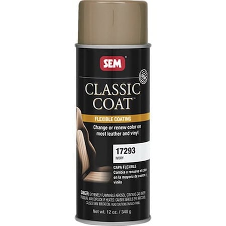 Sem Classic Coat Flexible Coating, 16 oz Aerosol Can, Ivory, 24 hr Curing, Aerosol 17293