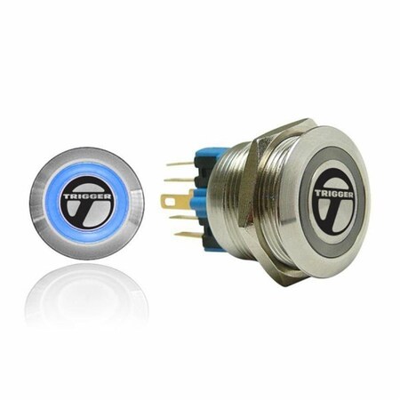 Autoloc Power Accessories AUTSW38B 16mm Momentary Billet Button with LED Blue Ring 514
