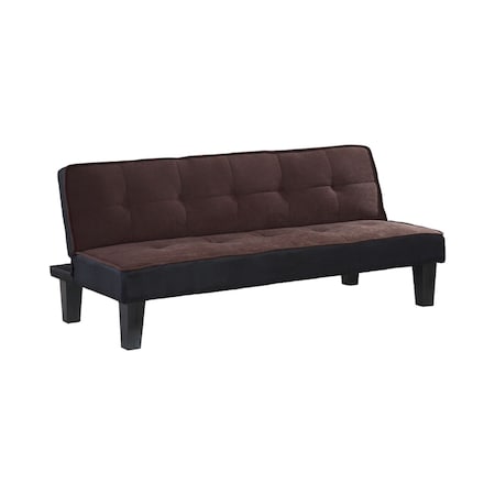 Homeroots 66" Dark Brown Microfiber Convertible Futon Sleeper Sofa With Black Legs 285667