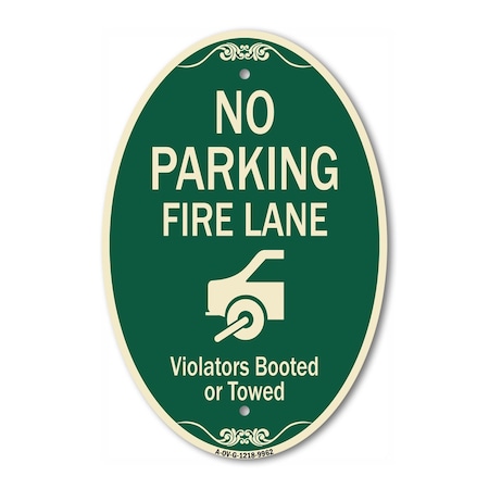 Signmission No Parking Fire Lane With Graphic Violators, 12 In X 18 In Architectural, Heavy Gauge Aluminum A-OV-G-1218-9962