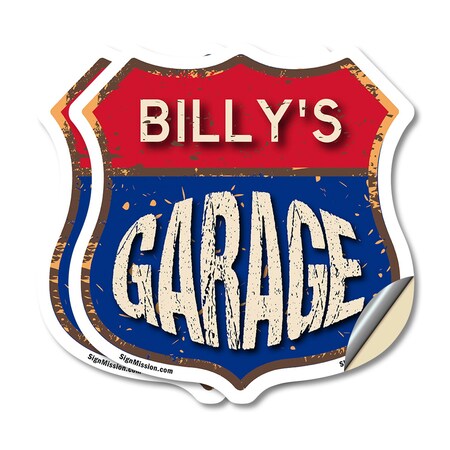 Signmission Billy's Garage, 6 inch X 6 inch, Vinyl Decal, 2PK SHI-D-2PACK-6-383-BILLY