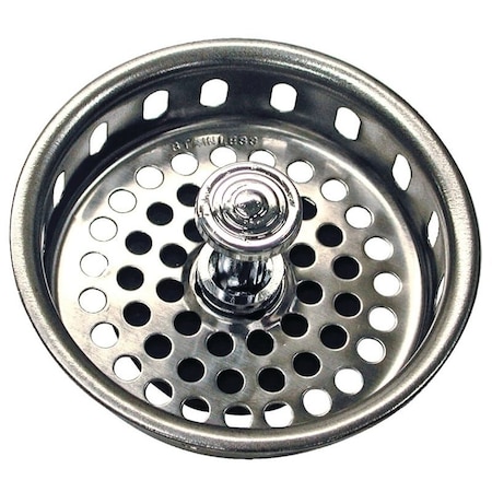 Danco Basket Strainer with Drop Center Post, 334 in Dia, Stainless Steel, For 334 in Opening Sink 80900