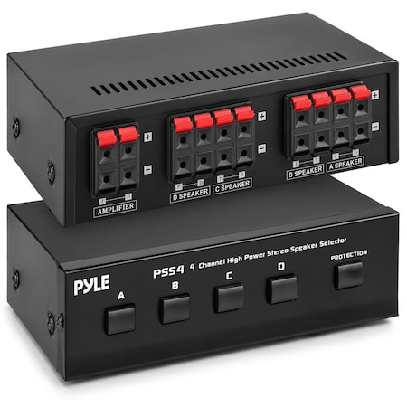 Pyle Premium New and Improved 4 Zone Channel Speaker Switch Selector Switch Box Hub Distribution Box for PSS4